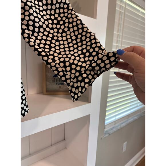 Lillie Rubin Vintage Silk Polka Dot Skirt Suit Set Sz 6 Black White Ruffle Hem - Picture 8 of 16